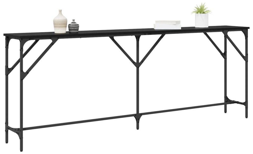 Mesa Console Carvalho Preto 200x29x75 cm Madeira Derivada