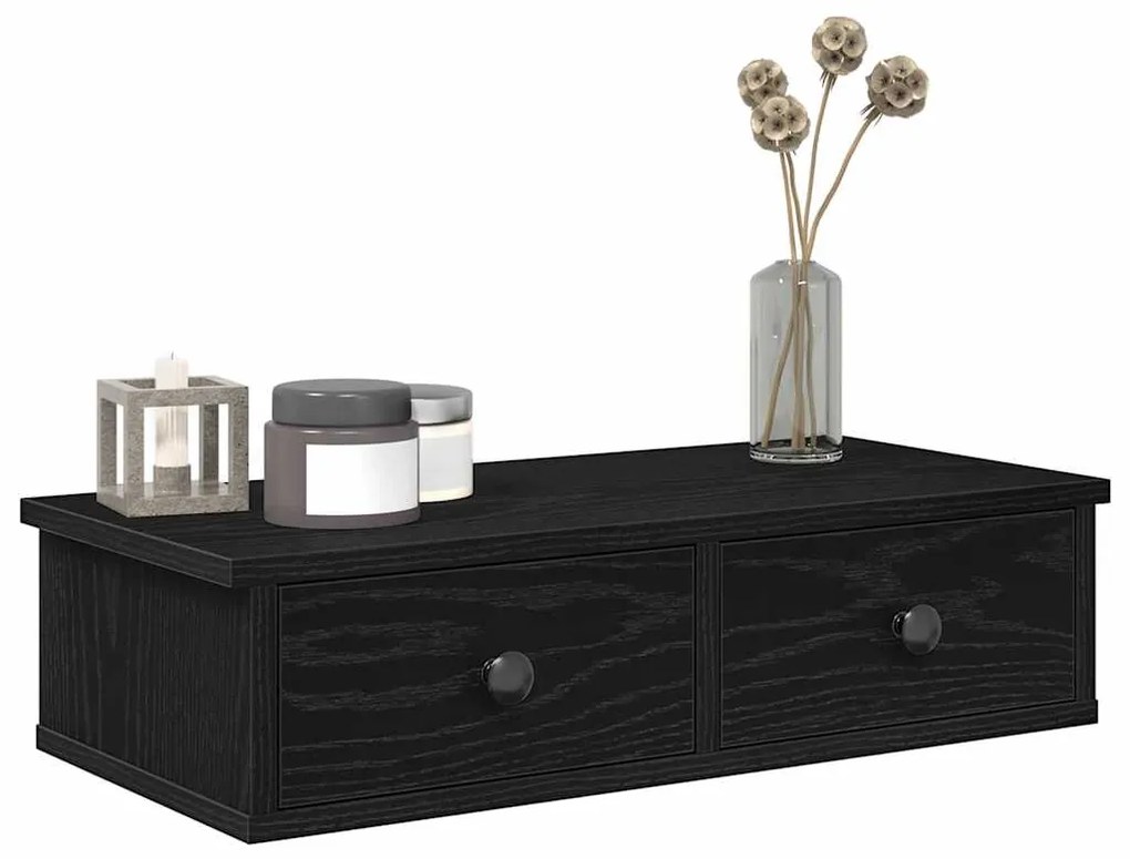 Prateleira parede c/ gavetas 60x28x15 cm deriv. madeira preto