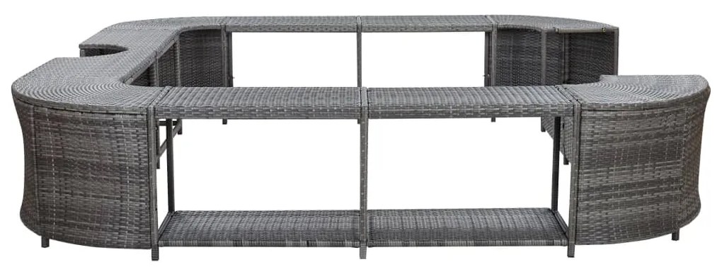 Contorno de spa quadrado 268 x 268 x 55 cm vime PE cinzento