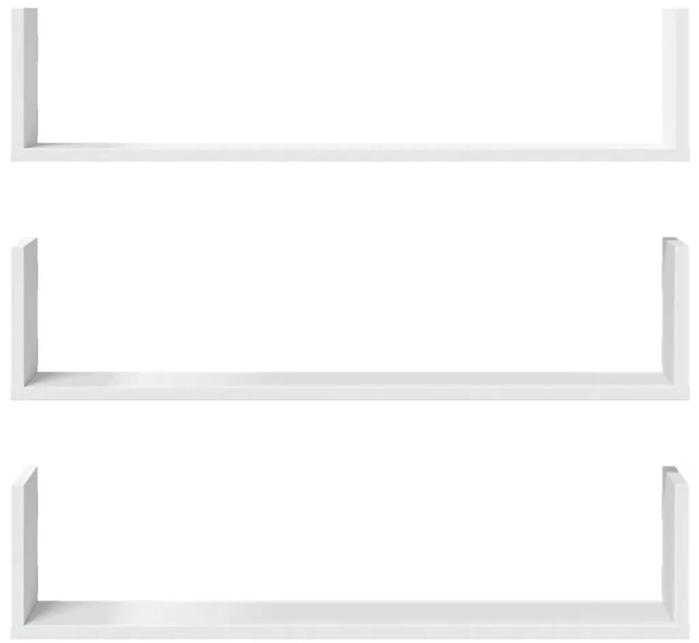Prateleiras de parede 3 pcs 80x18x18cm derivados madeira branco