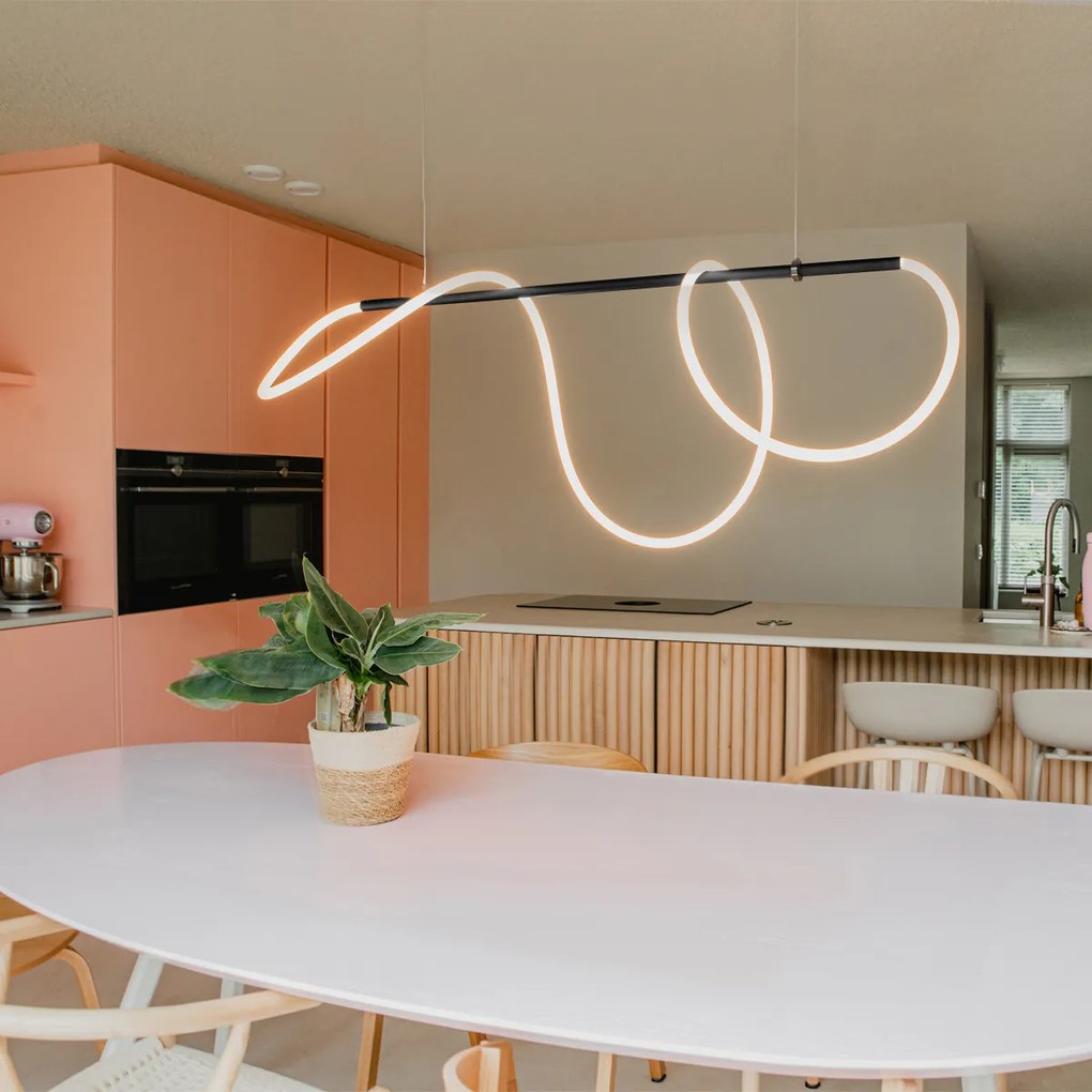 Candeeiro de suspensão design preto com LED regulável em 3 níveis - Danisha