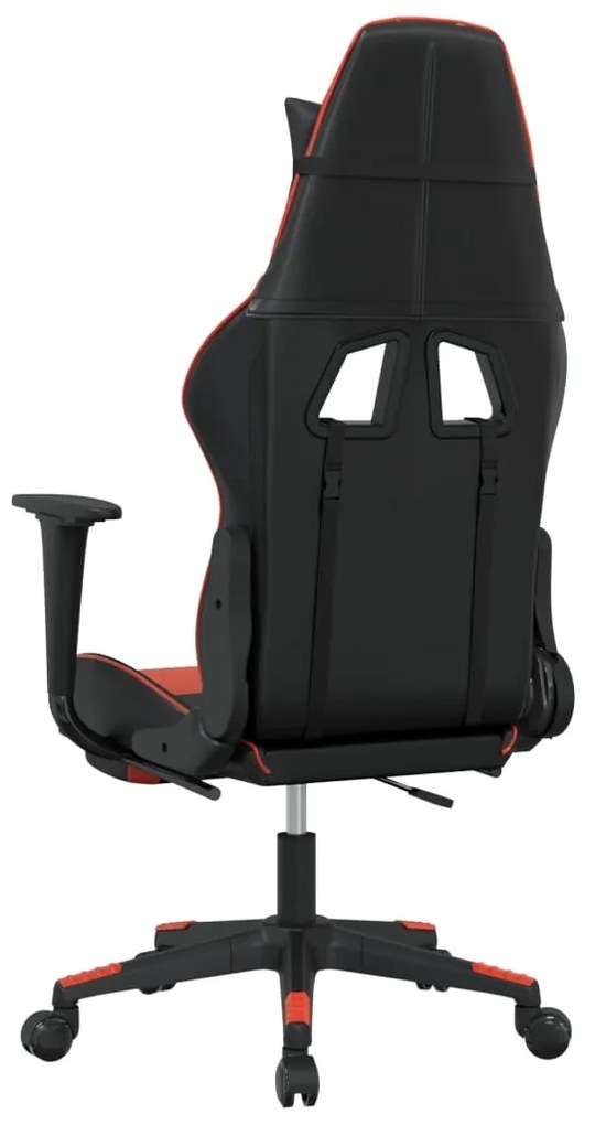 Cadeira gaming massagem + apoio pés couro artif. preto/vermelho