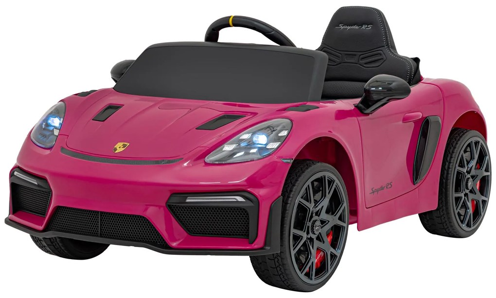 Carro elétrico para Crianças 12V Porsche Spyder RS 718, Rodas Espuma EVA, assento couro ecológico Carga até 30 kg Rosa