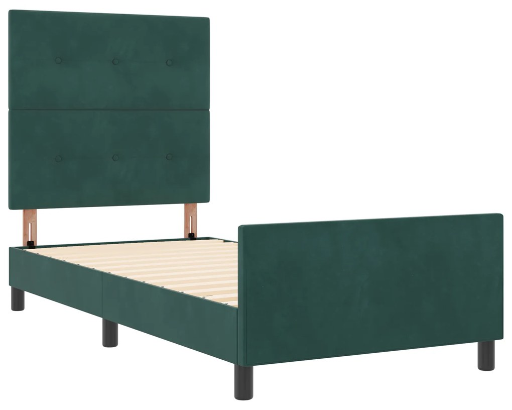 Cama vidaXL Verde Escuro 90x200 cm Veludo