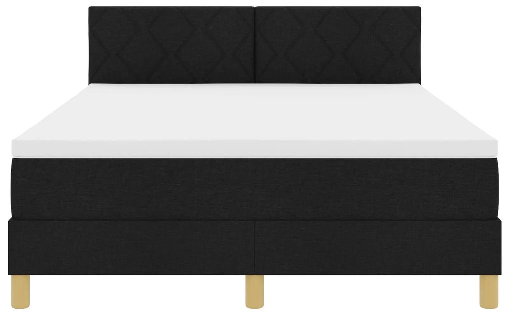 Cama Box Spring com Colchão e LED Preto 140x200 cm Tecido