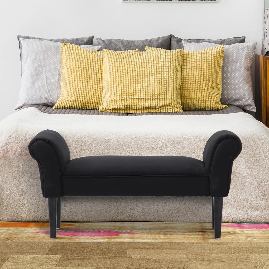 Banco Moderno de Linho – Wissy – 102x31x51 cm – Preto – Design Contemp