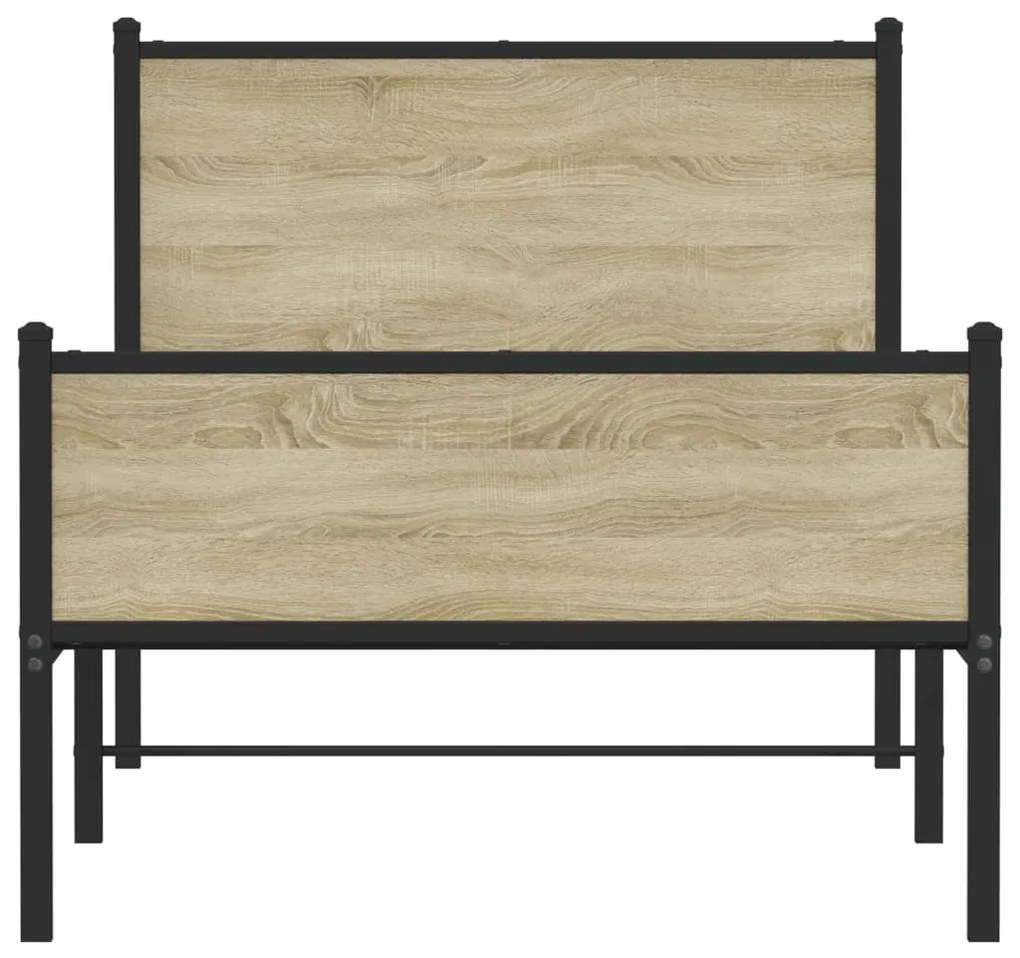 Estrutura de cama sem colchão 90x200 cm metal carvalho sonoma