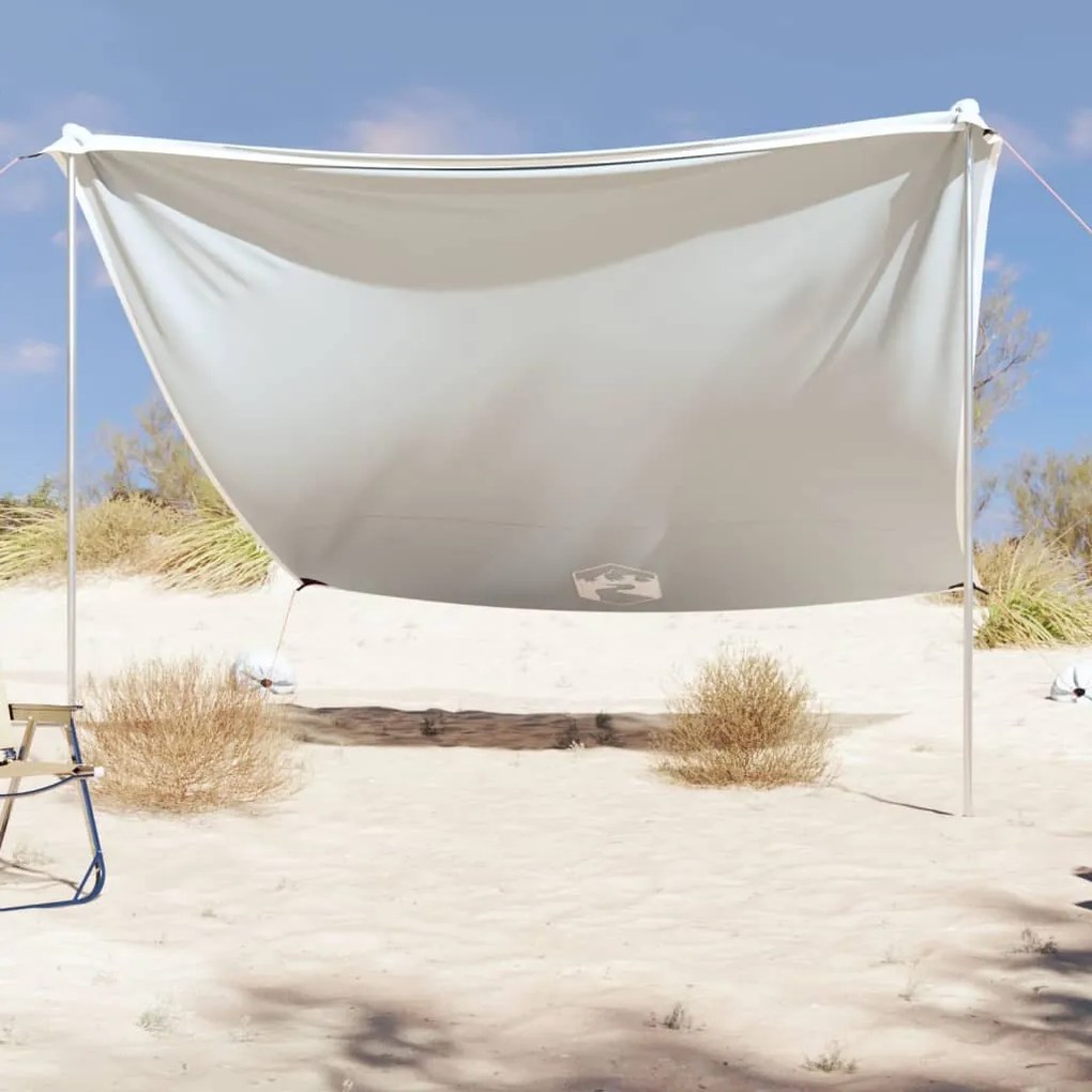 Toldo de praia com âncoras de areia 304x300 cm cinzento