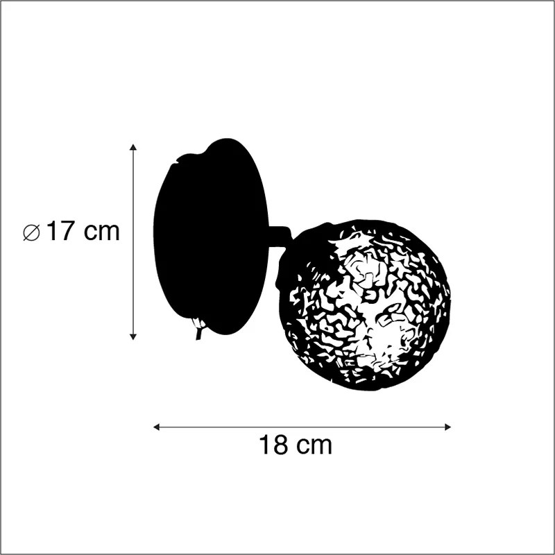 Candeeiro de parede castanho ferrugem ajustável com interruptor - Creta Art Deco