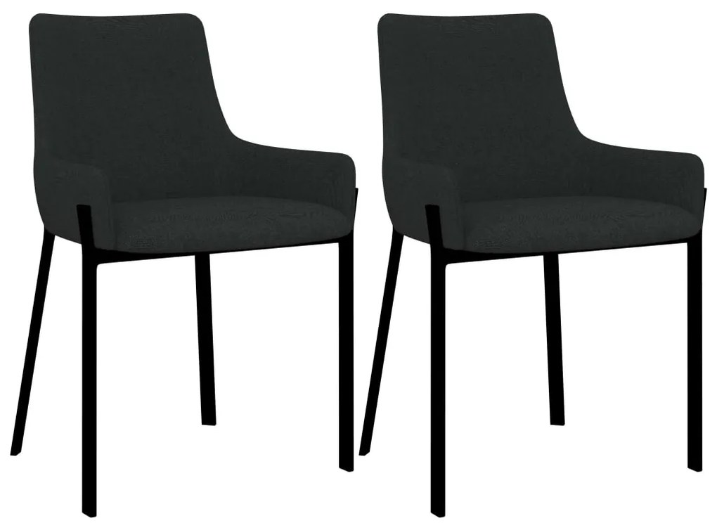 vidaXL Cadeiras de jantar 2 pcs tecido preto