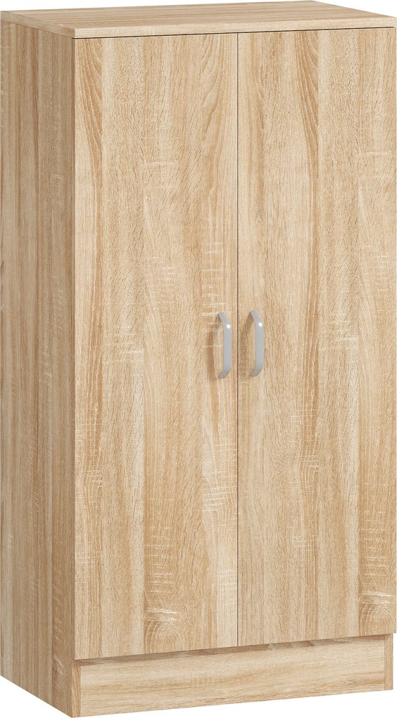 HOMCOM Armário de sapatos com 2 portas, 6 prateleiras ajustáveis, dobradiças com fecho suave para 14 pares, Madeira natural | Aosom Portugal