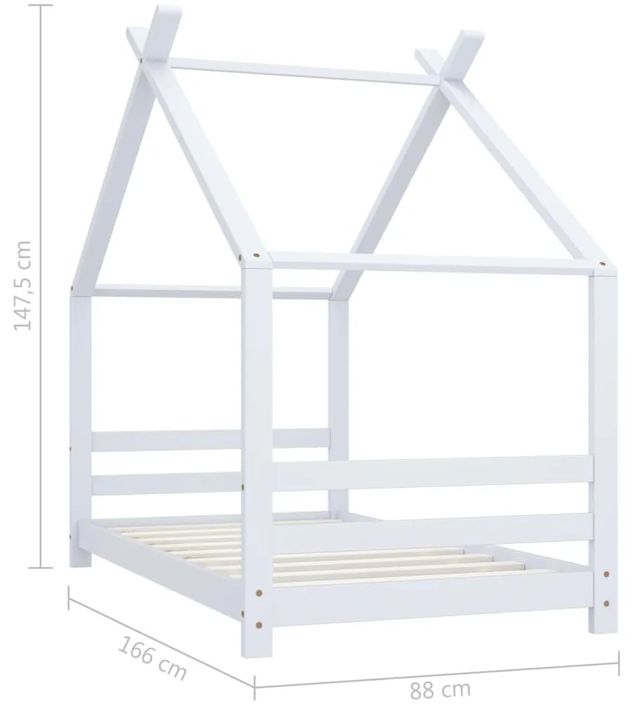 Estrutura de cama para crianças 80x160 cm pinho maciço branco