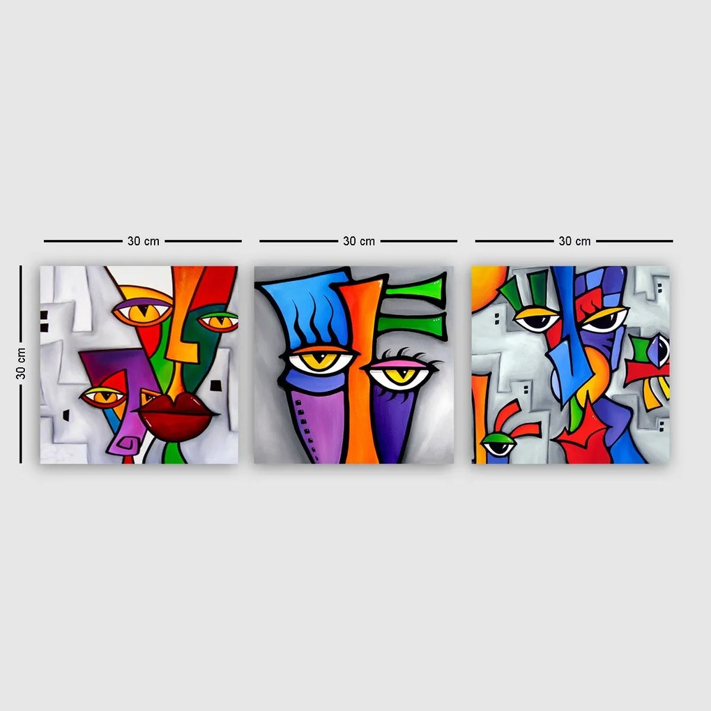 Tela Decorativa 3P5434755 – Multicolor – 30 x 30 cm (3 peças)