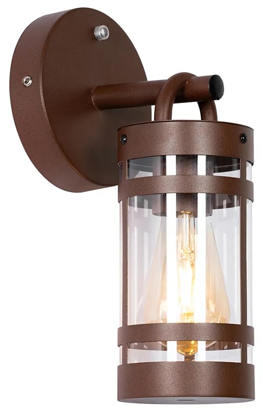 Candeeiro de parede exterior castanho enferrujado IP44 com sensor crepuscular - Ruben Industrial