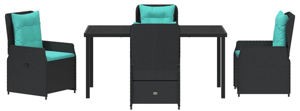 Conjunto de Jantar de Jardim de 5 Peças Preto Polímero Rattan