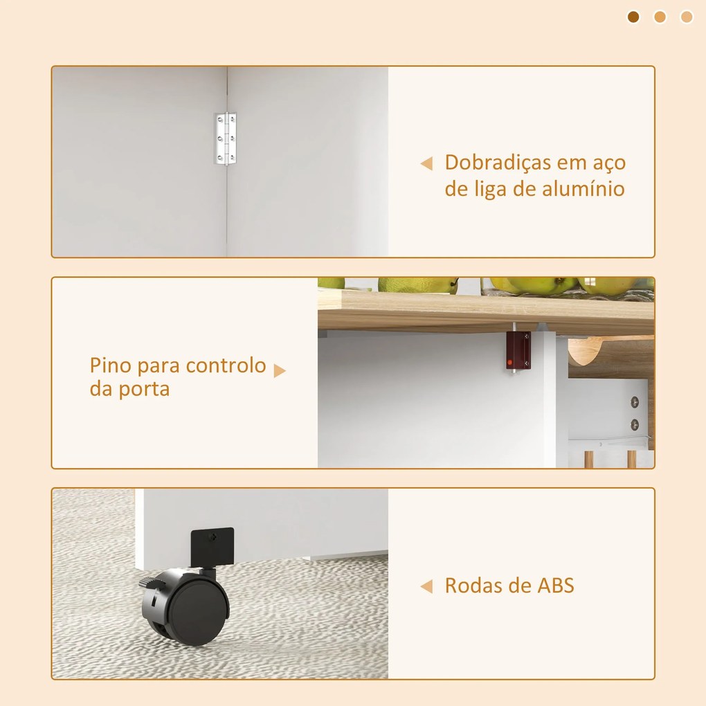 Mesa de Cozinha Dobrável Mesa de Sala de Jantar com Rodas Laterais Reb