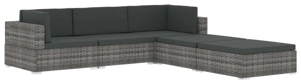 Cadeira de canto seccional c/ almofadões 1 pc vime PE castanho