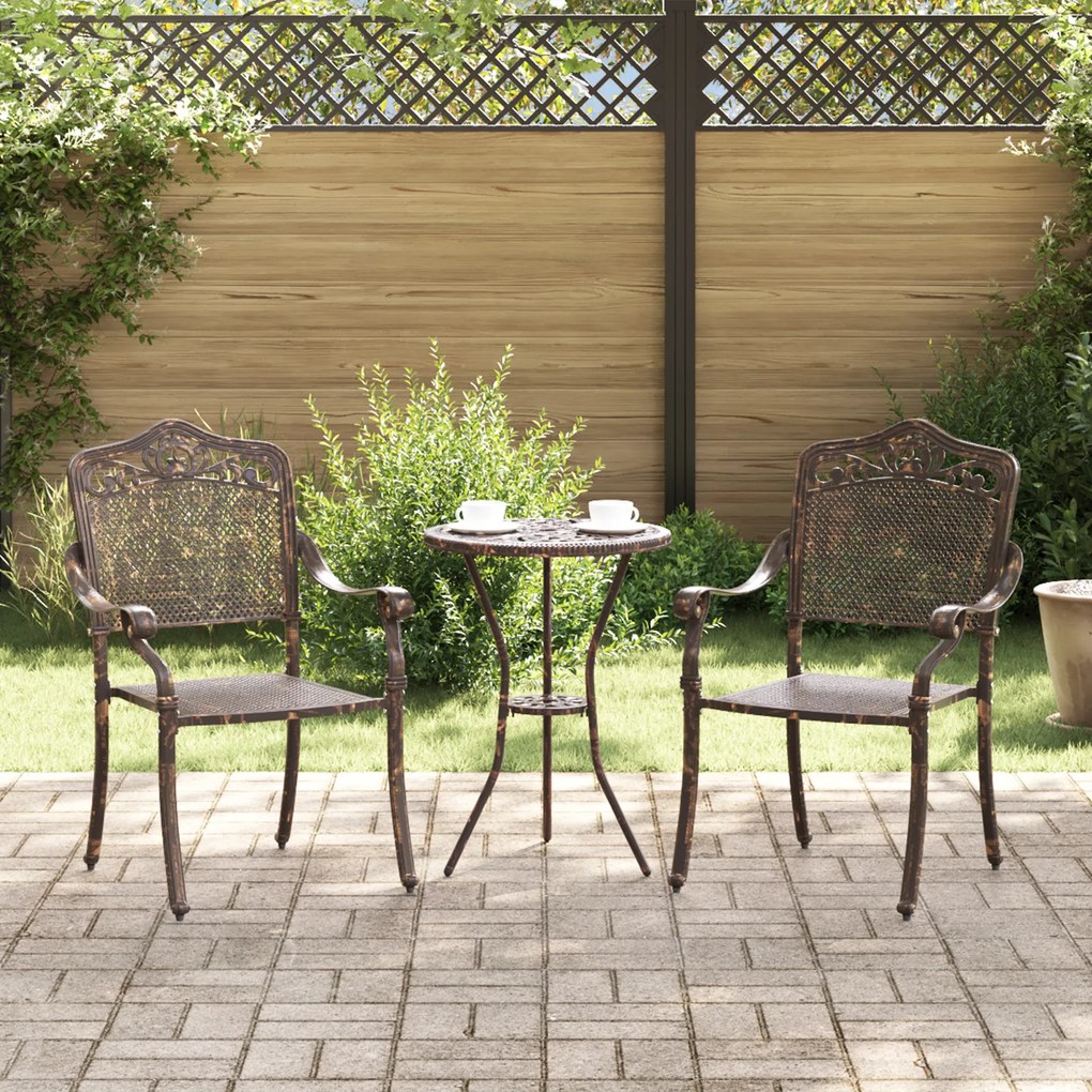 cadeiras de jardim vidaXL 2 pcs em alumínio fundido bronze