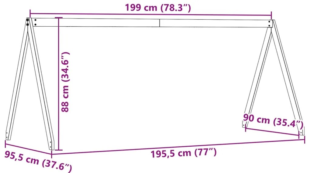 Telhado cama infantil 199x95,5x88 cm pinho maciço castanho mel