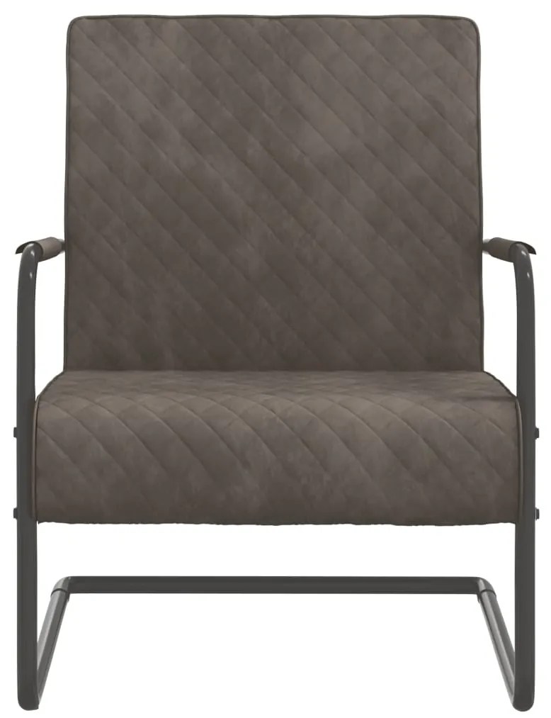 Cadeira cantilever veludo cinzento-claro