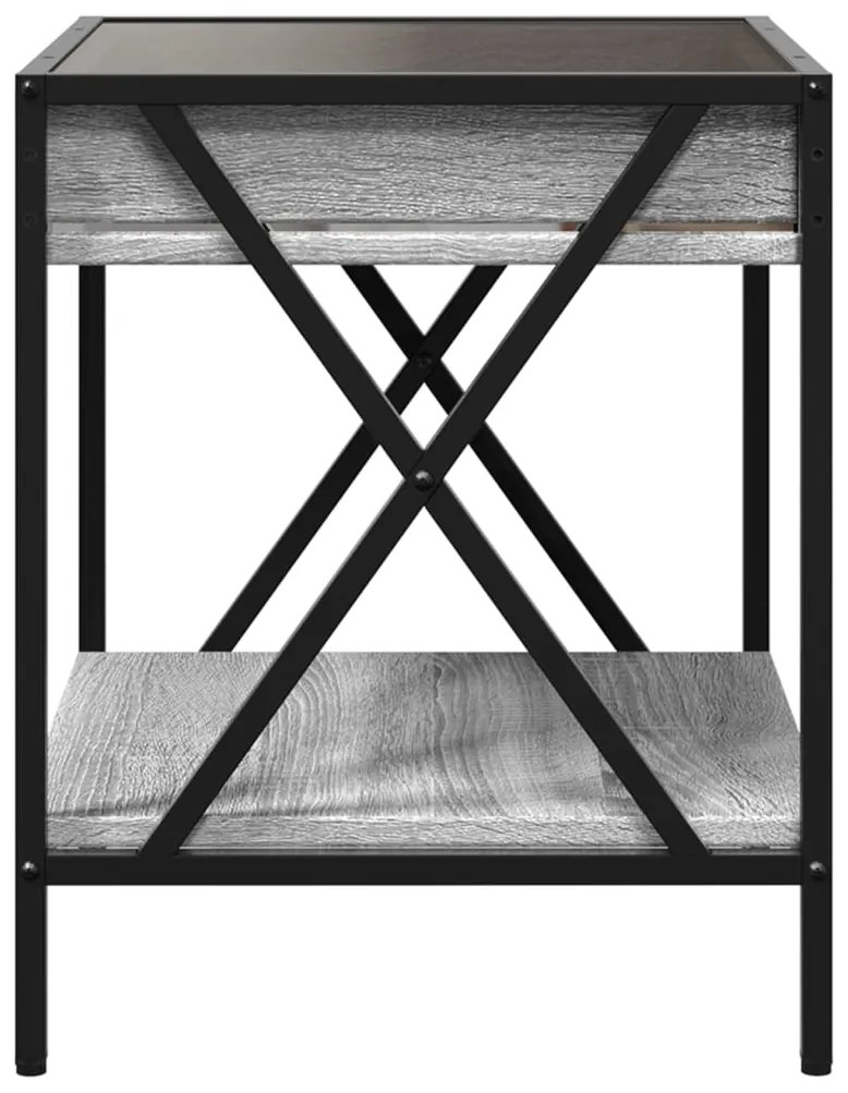 Mesa de centro luzes LED Infinity 40x40x49 cm cinzento sonoma