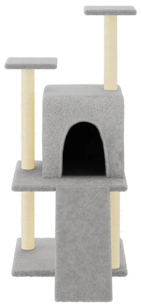 Árvore p/ gatos c/ postes arranhadores sisal 110 cm cinza-claro