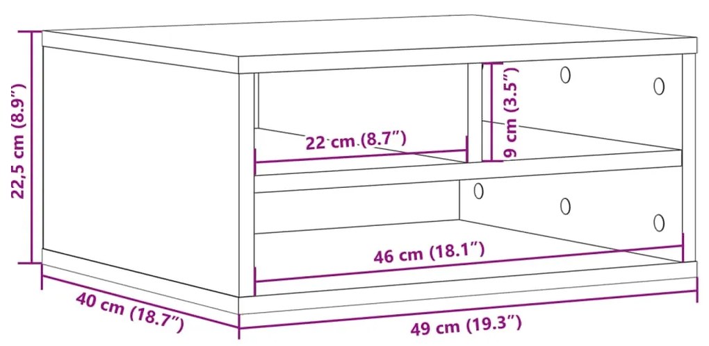 Suporte para impressora 49x40x22,5 cm derivados madeira branco