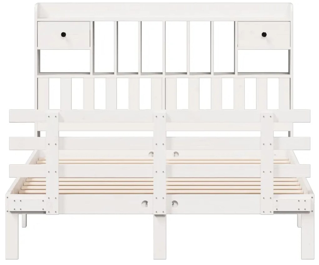Cama com estante sem colchão 160x200 cm pinho maciço branco