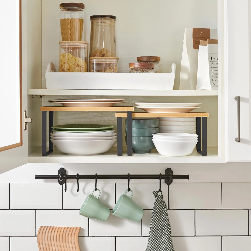 Conjunto de 2 suportes cozinha para especiarias cor Preto-natural