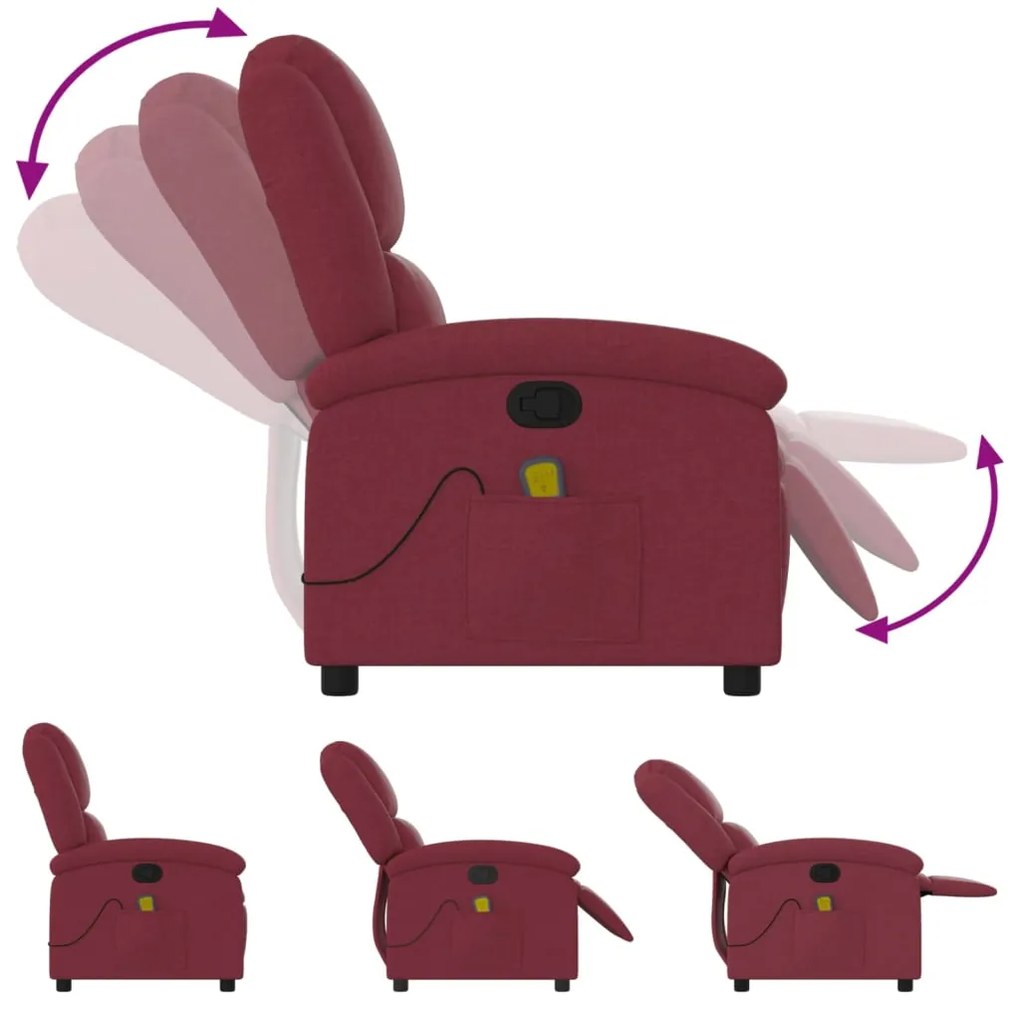Poltrona de massagens reclinável tecido vermelho tinto
