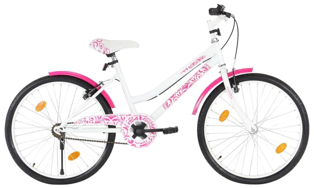 vidaXL Bicicleta de criança roda 24" rosa e branco