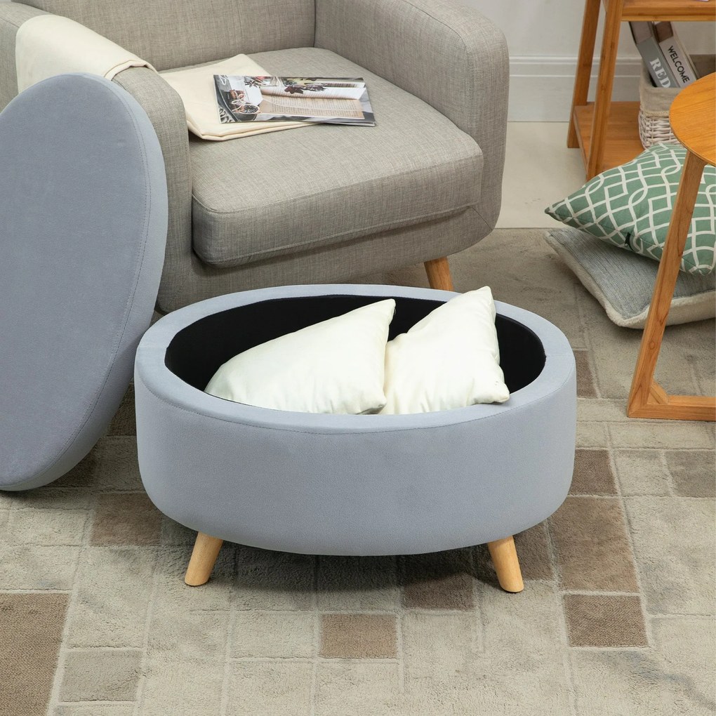 Banco Otomano com Arrumação – Bergen – 71x51,5x42 cm – Cinzento