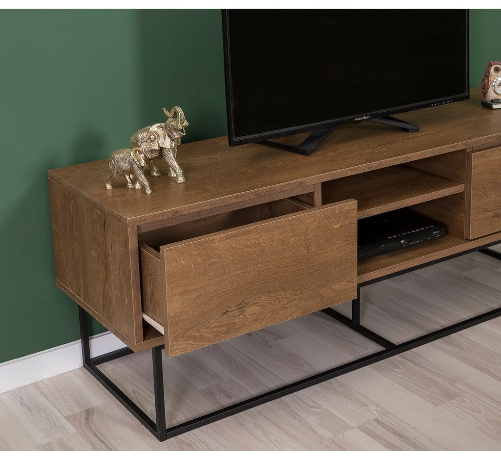 Conjunto de Mobiliário de Sala Laxus – Nogueira/Preto – 90x39x40 cm