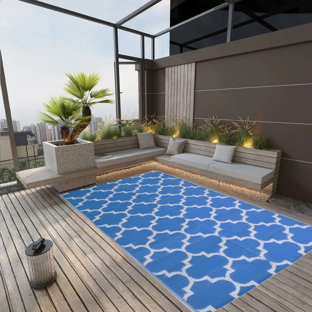 Tapete de exterior 190x290 cm PP azul