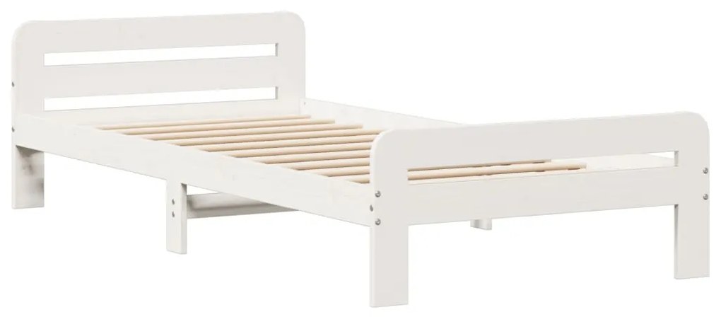 Cama sem colchão 75x190 cm madeira de pinho maciça branco