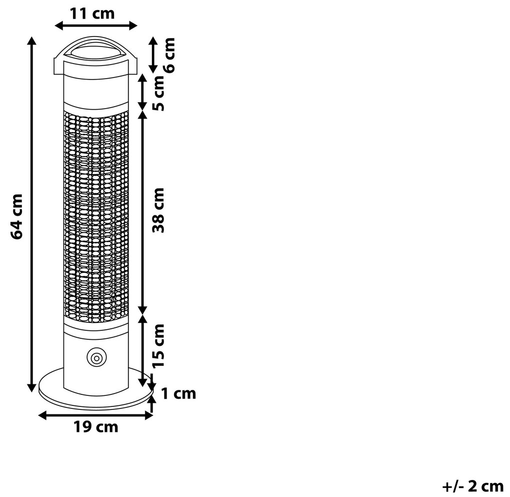 Aquecedor de exterior elétrico 800 Watt em alumínio e preto VEZUVIO Beliani