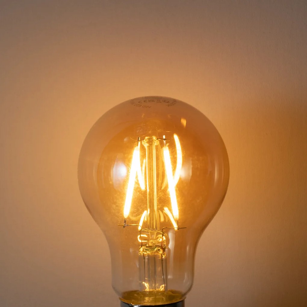 Conjunto de 5 E27 dimbare LED lamp A60 goud 3W 250 lm 2200K