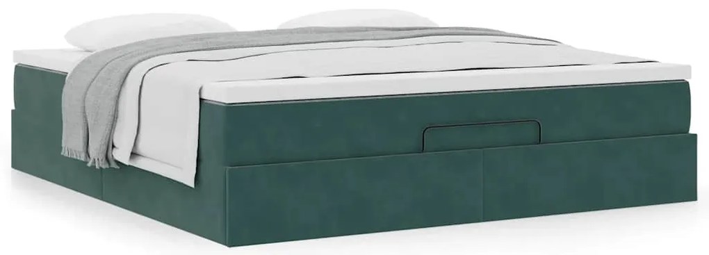 Estrutura de cama otomana com colchão 180x200 cm verde escuro