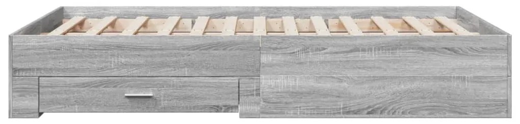 Estrutura de cama c/ gavetas derivados madeira cinza sonoma