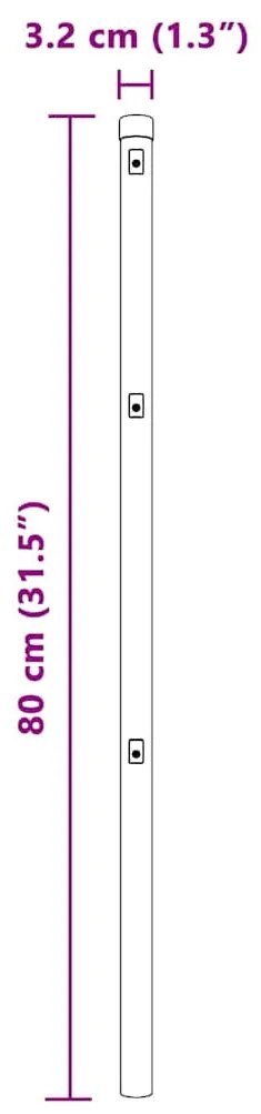 Posts de Cerca - 26 pcs cinzas Ø32 mm 80 cm em aço galvanizado
