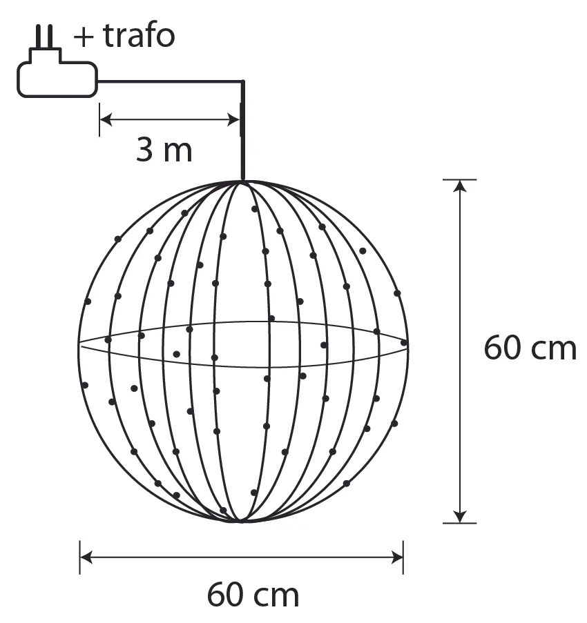 Luminária de Natal suspensa bola branca 60cm incl. LED com temporizador IP44 - Nobi