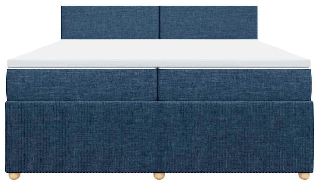 Cama com molas/colchão 200x200 cm tecido azul