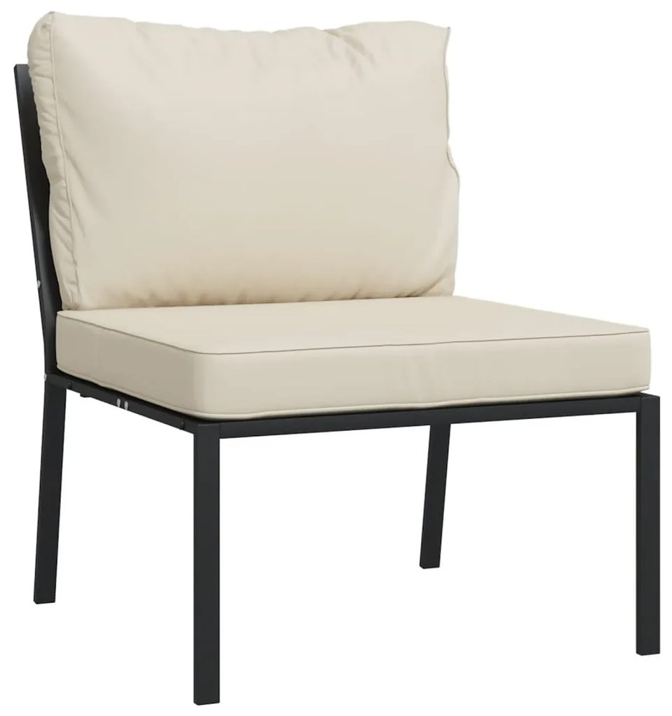 5 pcs conjunto lounge de jardim aço c/ almofadões areia