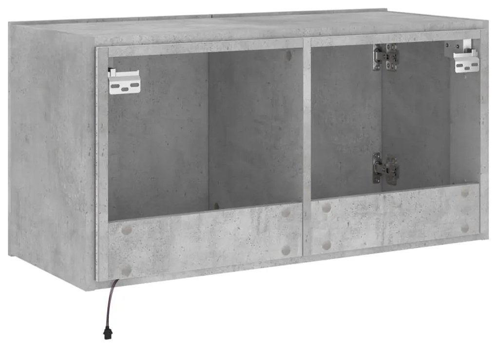 Móvel de parede p/ TV c/ luzes LED 80x35x41 cm cinza cimento