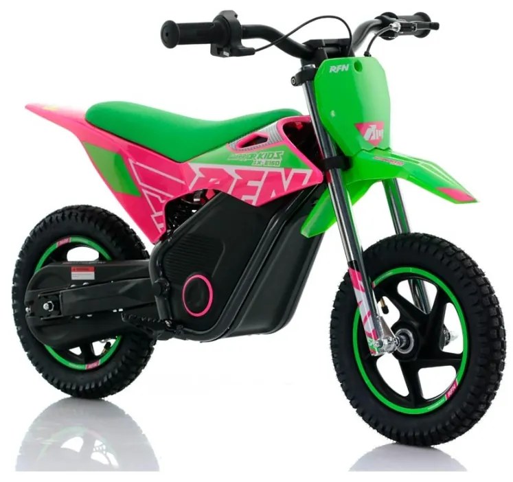 Mini moto eléctrica velocidade até 13 Km/h C/Limitador  RFN Warrior SX-E150 150W 12” Verde/Rosa
