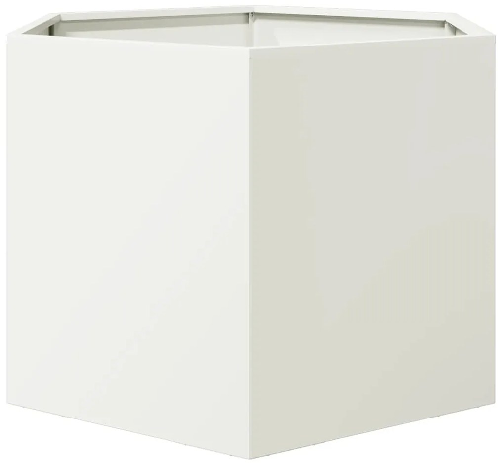Vaso/floreira de jardim hexagonal 69x60x45 cm aço branco