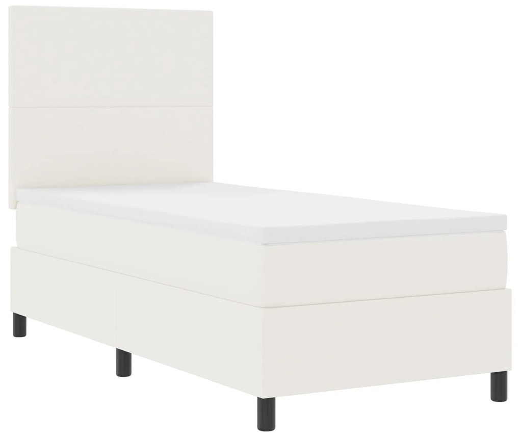 Cama Box Spring com Colchão Creme 80x200 cm Tecido de Veludo Cotelê