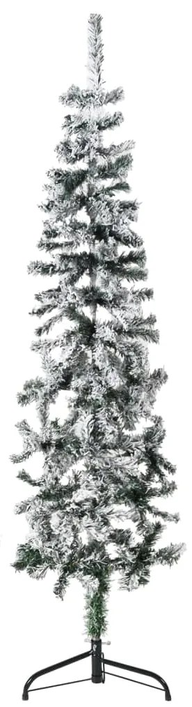 vidaXL Meia árvore de Natal fina com flocos de neve 150 cm
