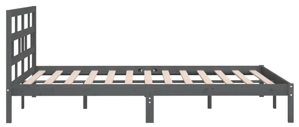 Estrutura de cama king 150x200 cm madeira maciça cinzento