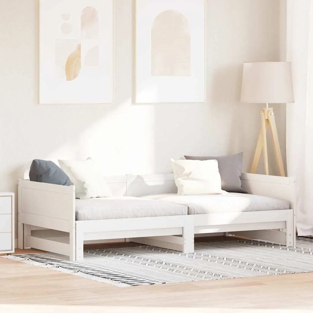 vidaXL Cama Dia Rebatível Branco 180 x 200 cm Madeira de pinho maciça